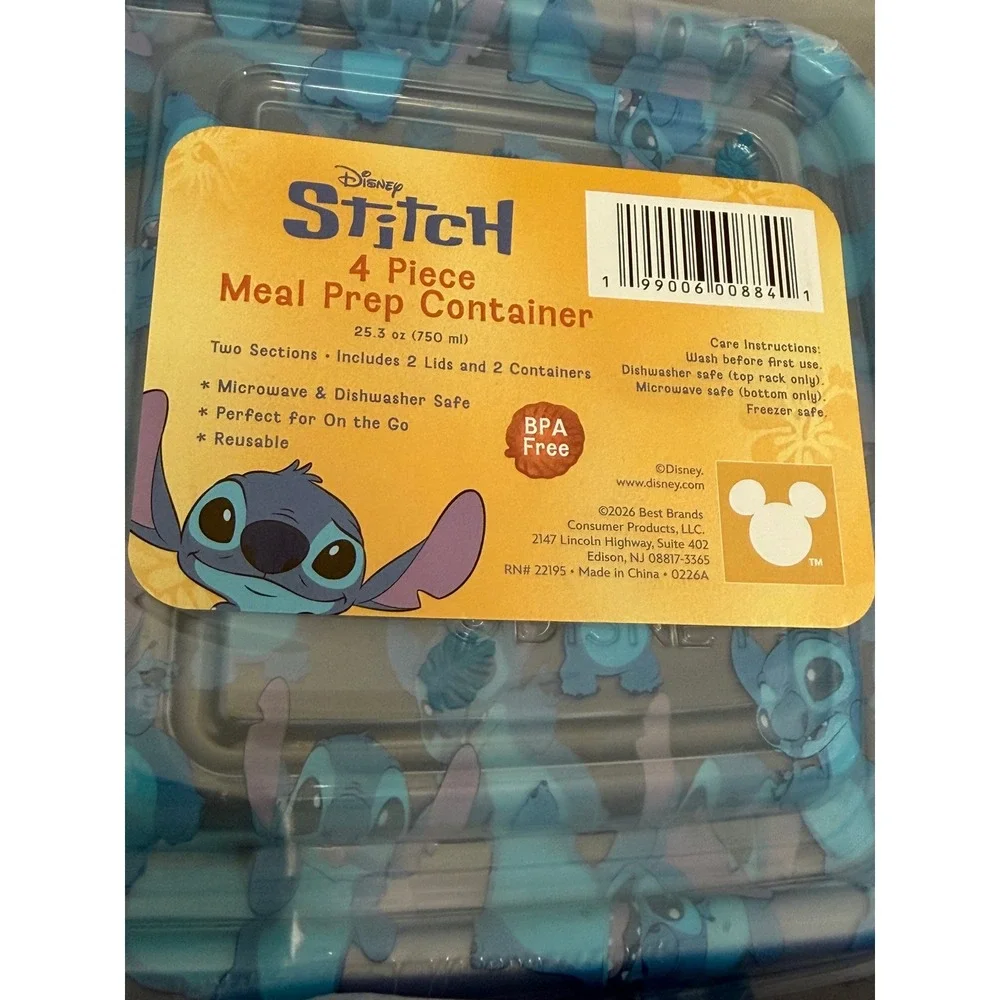 Disney Stitch 3-Pack 4-Piece Meal Prep Container Set BPA Free Blue Purple New